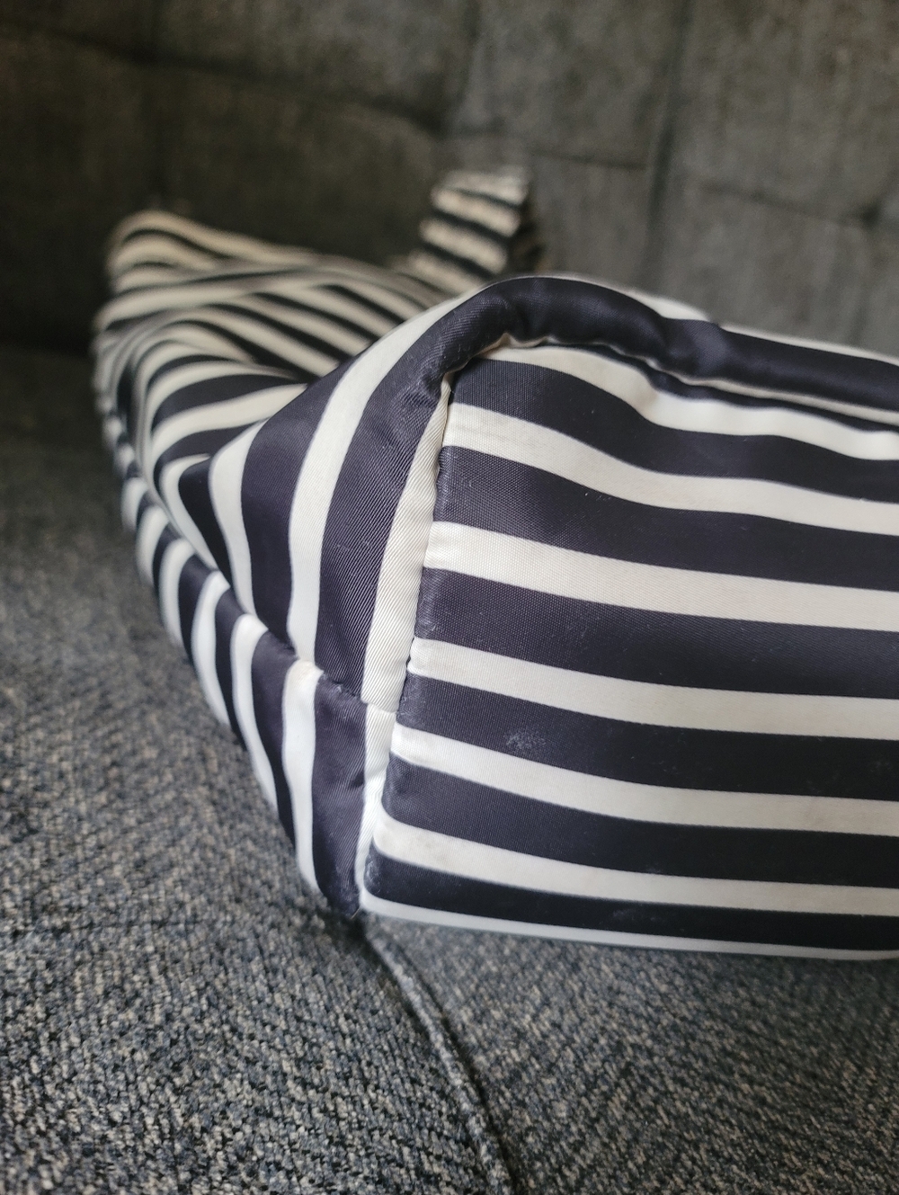 Kate Spade Barbara Black And White Strip Nylon Tote - Picture 6 of 16